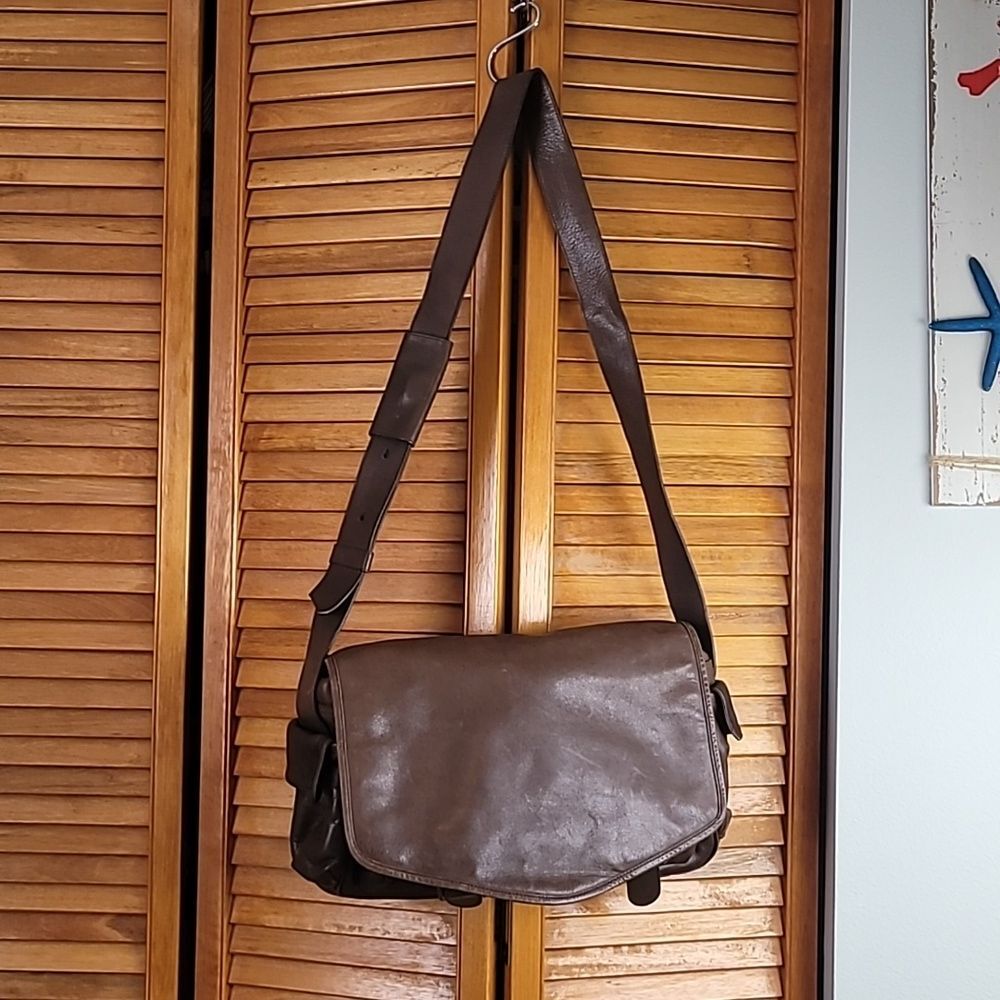 DKNY Brown Leather Crossbody Satchel